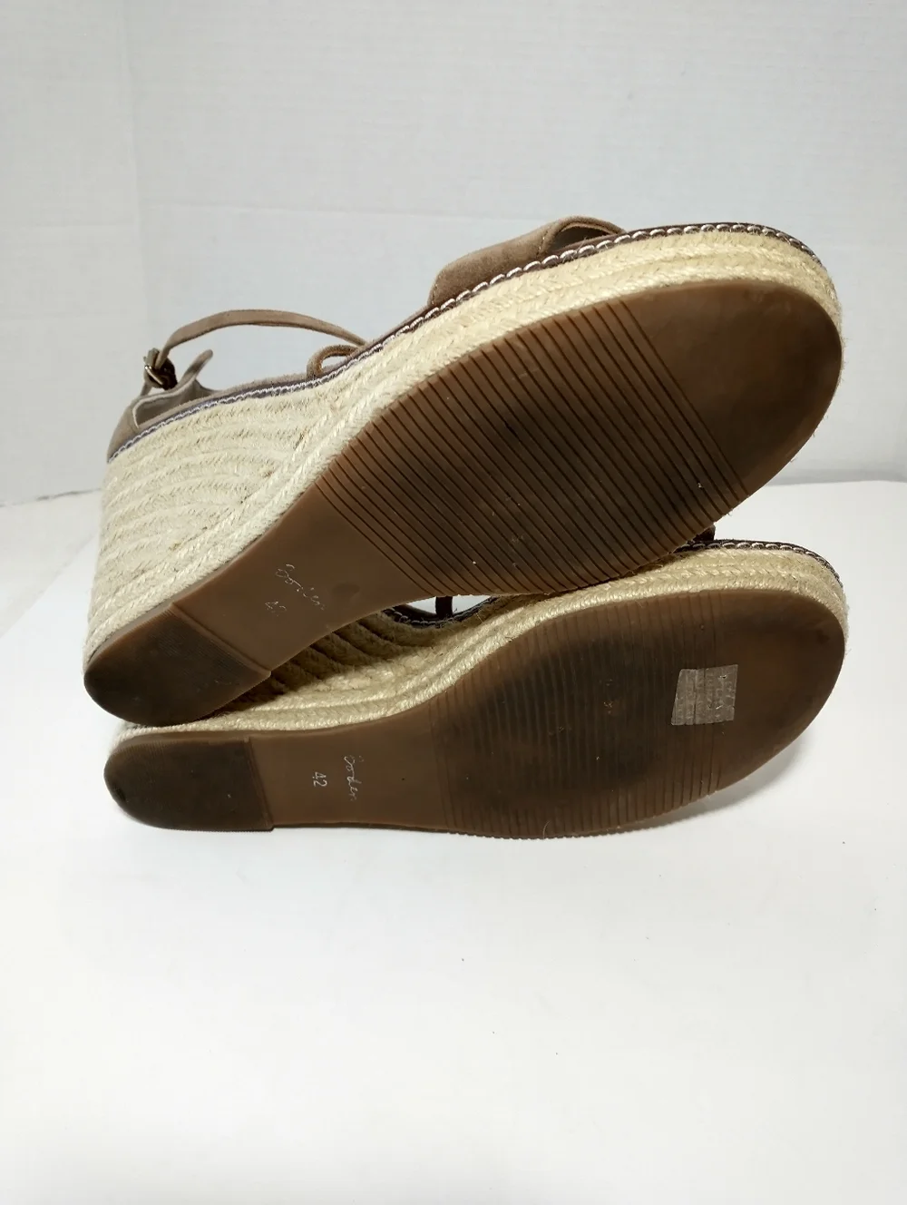 Boden Women's Strappy Suede Espadrille Wedge‎ Taupe Size 10.5, UK 42